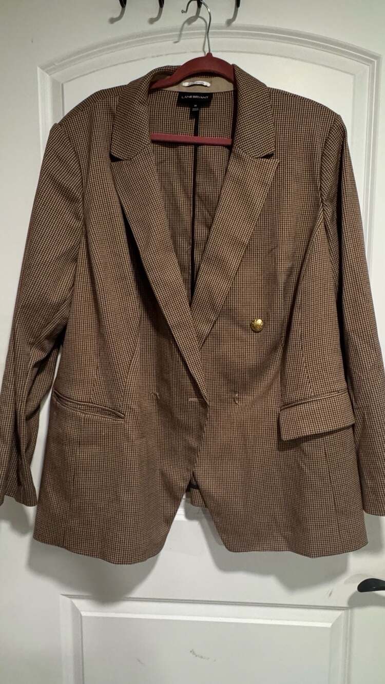 Lane Bryant The Bryant Blazer Houndstooth Plaid Double Breasted  Jacket